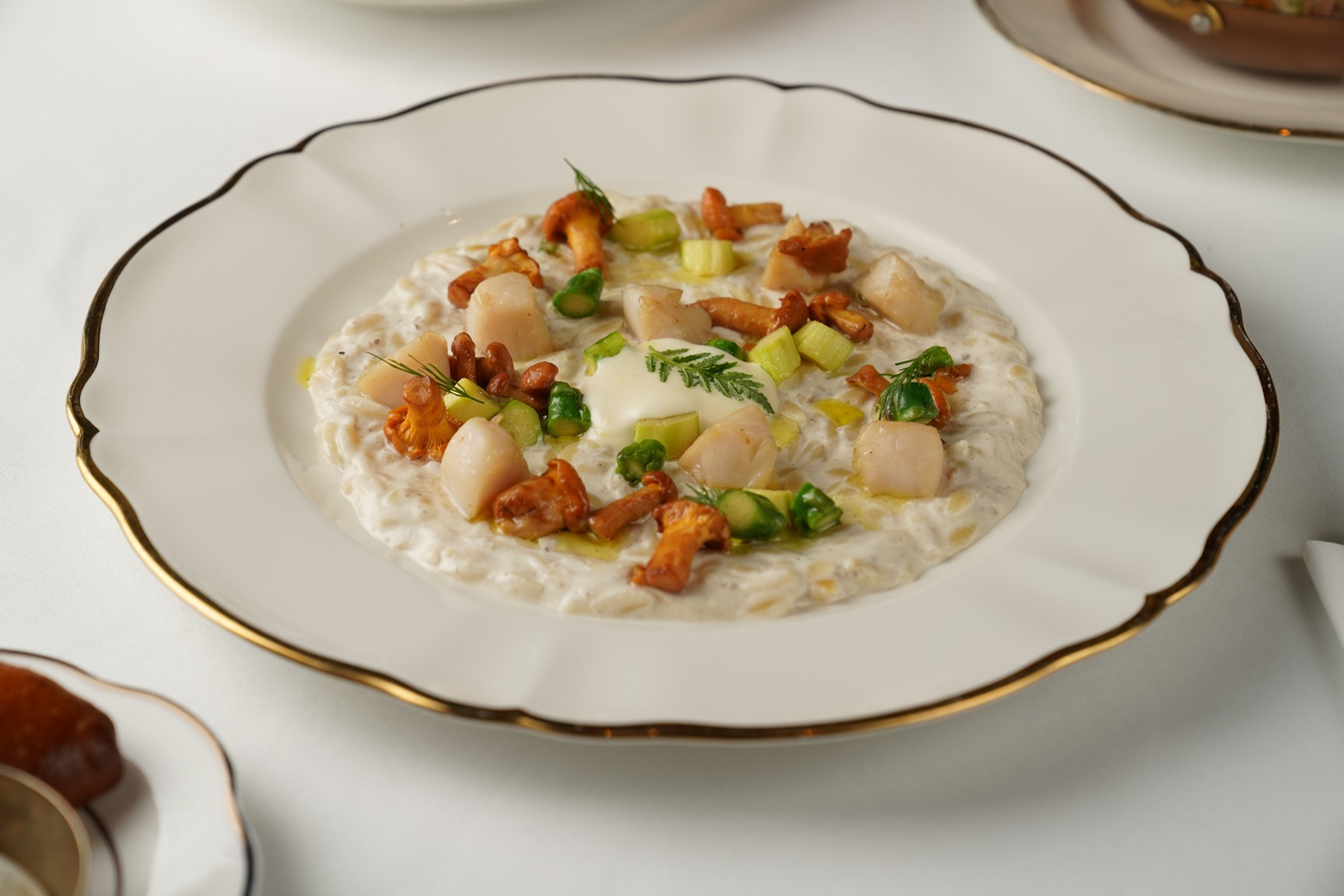 Gussi_orzo s morskim grebeshkom, lisichkami i mussom parmezan.JPG